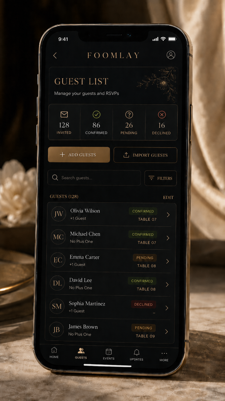 Foomlay guest list management